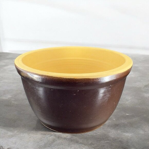 Antique USA Pottery Mixing Bowl Dish Flower Pot Planter Hand Made Stoneware VTG - Picture 1 of 13